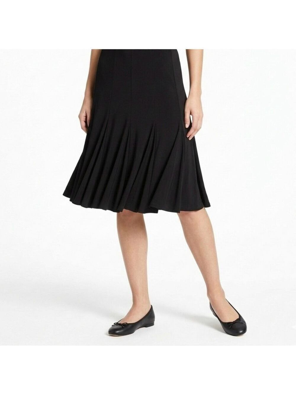 JOSEPH RIBKOFF Jersey Knit Pull On Black Swing Skirt Elasticized Waist Sz 10